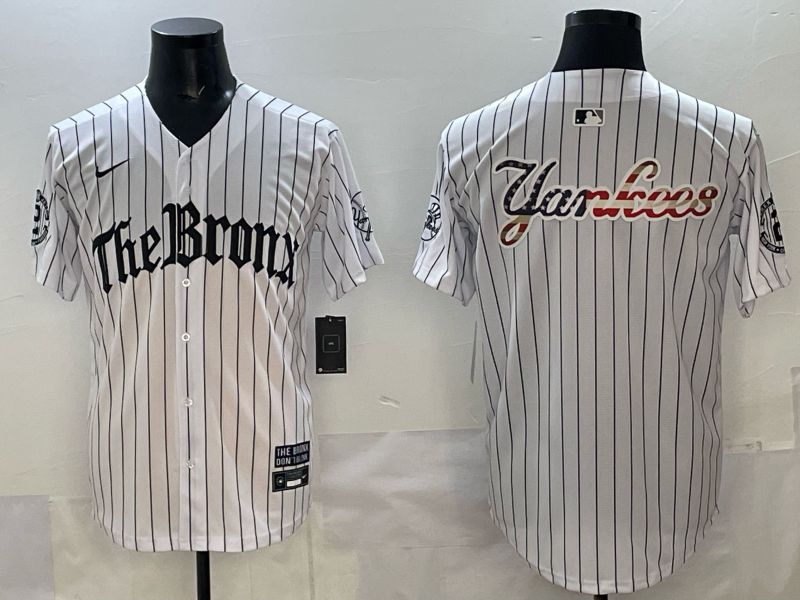 Men 2025 New York Yankees Blank White Stripe Five generations Joint Name Nike MLB Jersey style 06->new york yankees->MLB Jersey
